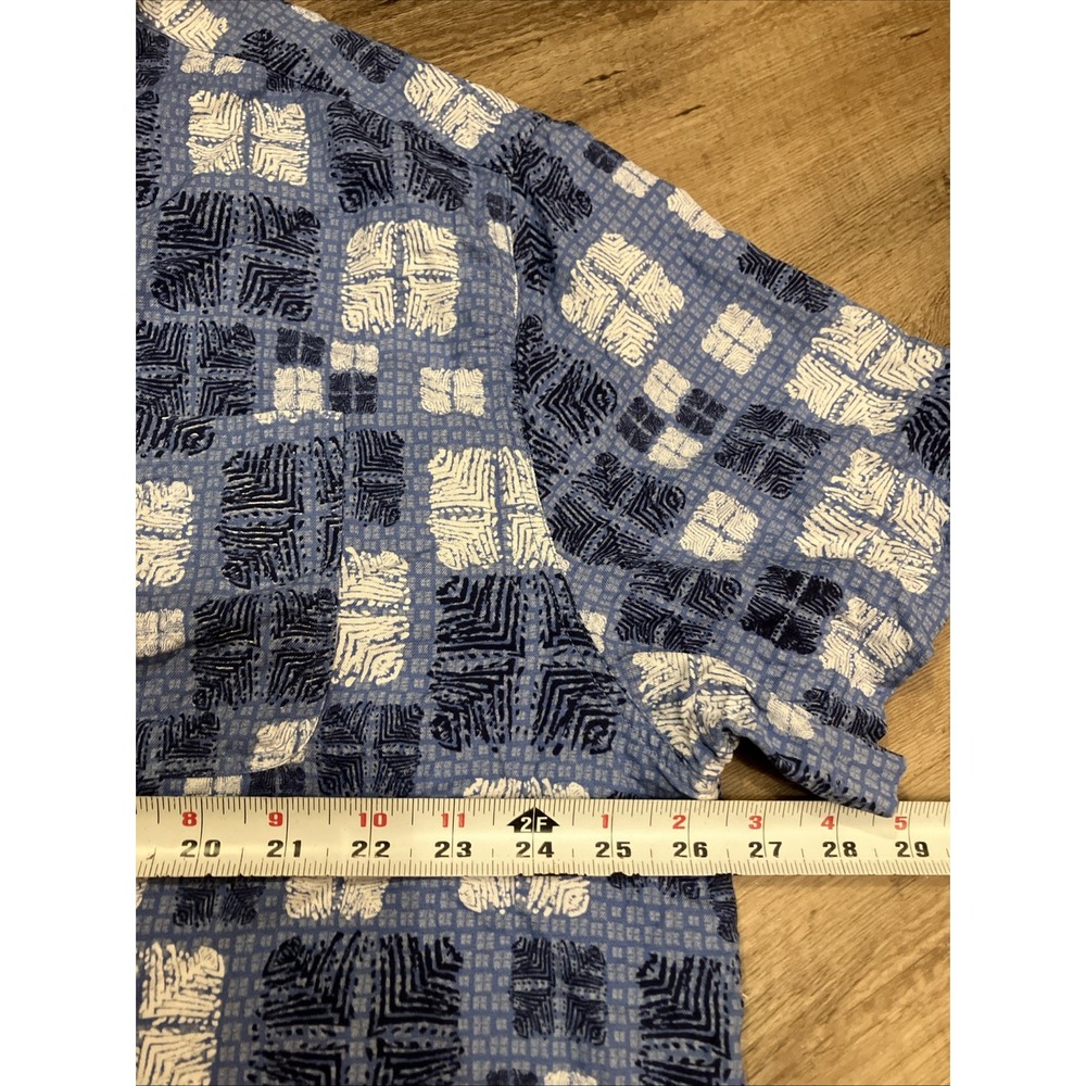 Nat Nast Men's XXL Blue Geometric Button-Up Short Sleeve Pocket Silk Shirt - Picture 5 of 7
